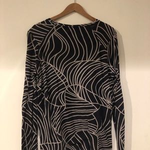 COS Sheet Navy & Cream Flowy Long Sleeved Shirt L